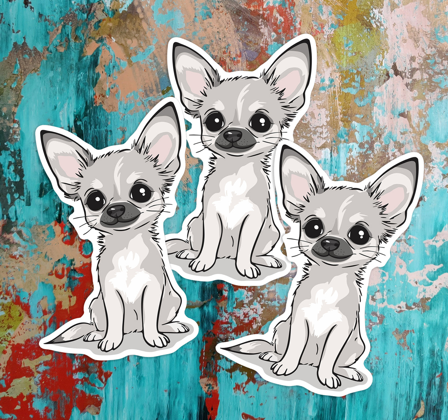 3" White Chihuahua Puppy Dog Sticker - Waterproof, Fade-Resistant Vinyl Decal Stickers Short Coat Chihuahuas Dogs