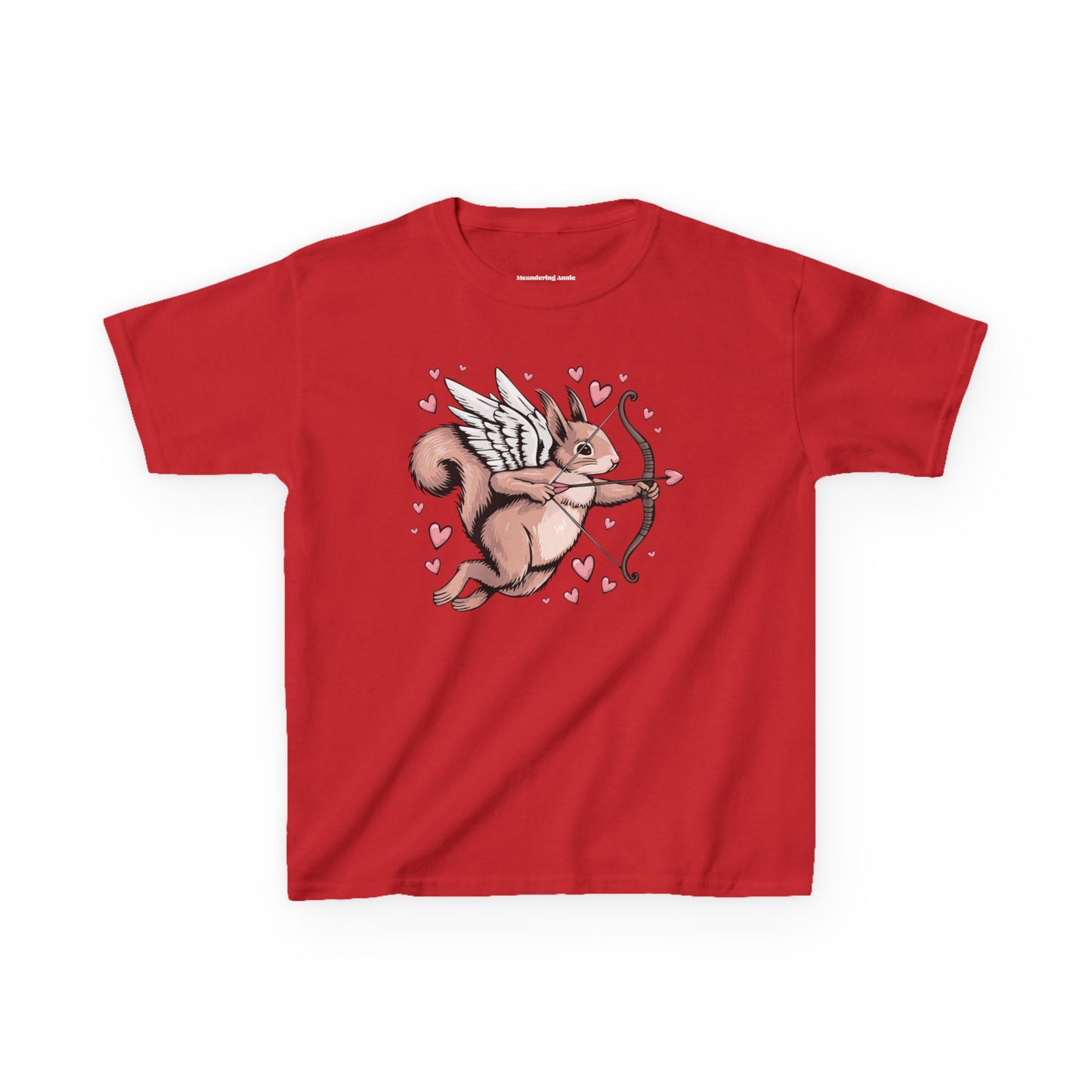 Cupid Squirrel Valentine's Day Kids T-shirt, Love Heart Tee, Valentine Cupid Arrow Squirrels Shirts Unisex Girls Boys Valentine's Gifts