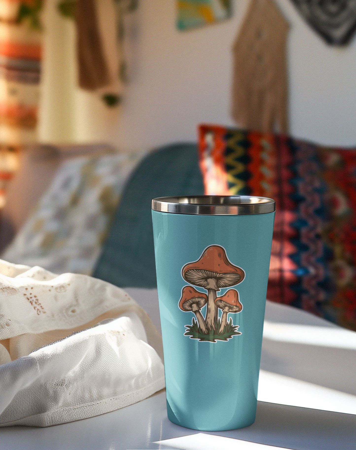 Retro Mushroom Sticker, 3" Orange Mushrooms Vinyl Decal Stickers 70s Shrooms Waterproof Decals for Car, Water Bottle, Laptop 1970s Vibe