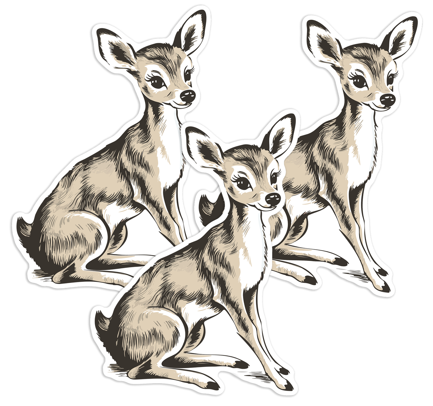Deer Forest Animal Sticker - 3" Little Doe Woodland Animals Vinyl Stickers Waterproof Cute Foxes Decal Stickers, Nature Lover Gifts