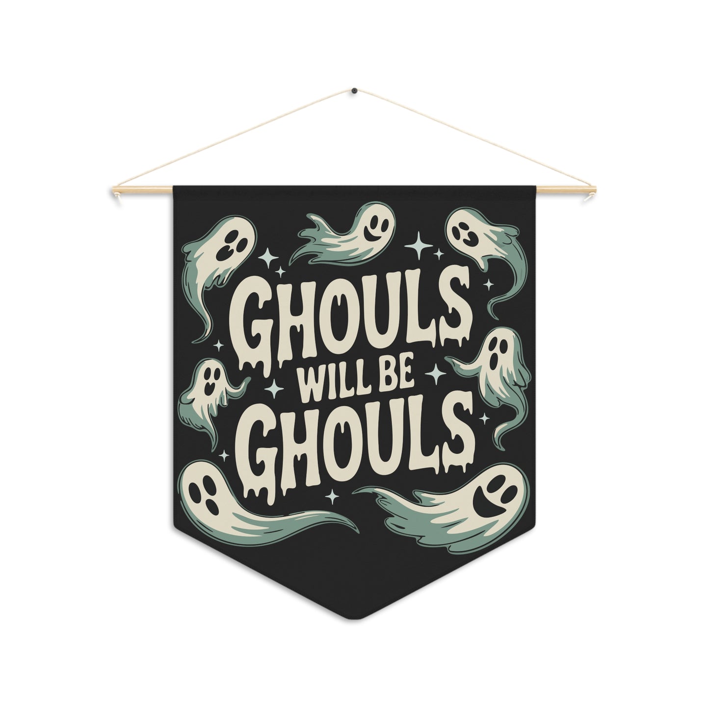 Ghouls Will Be Ghouls Halloween Wall Banner, Ghostly Pennant Holiday Home Decor, Gothic Spooky Fall Decorations, Ghost Wall Pennant Banner
