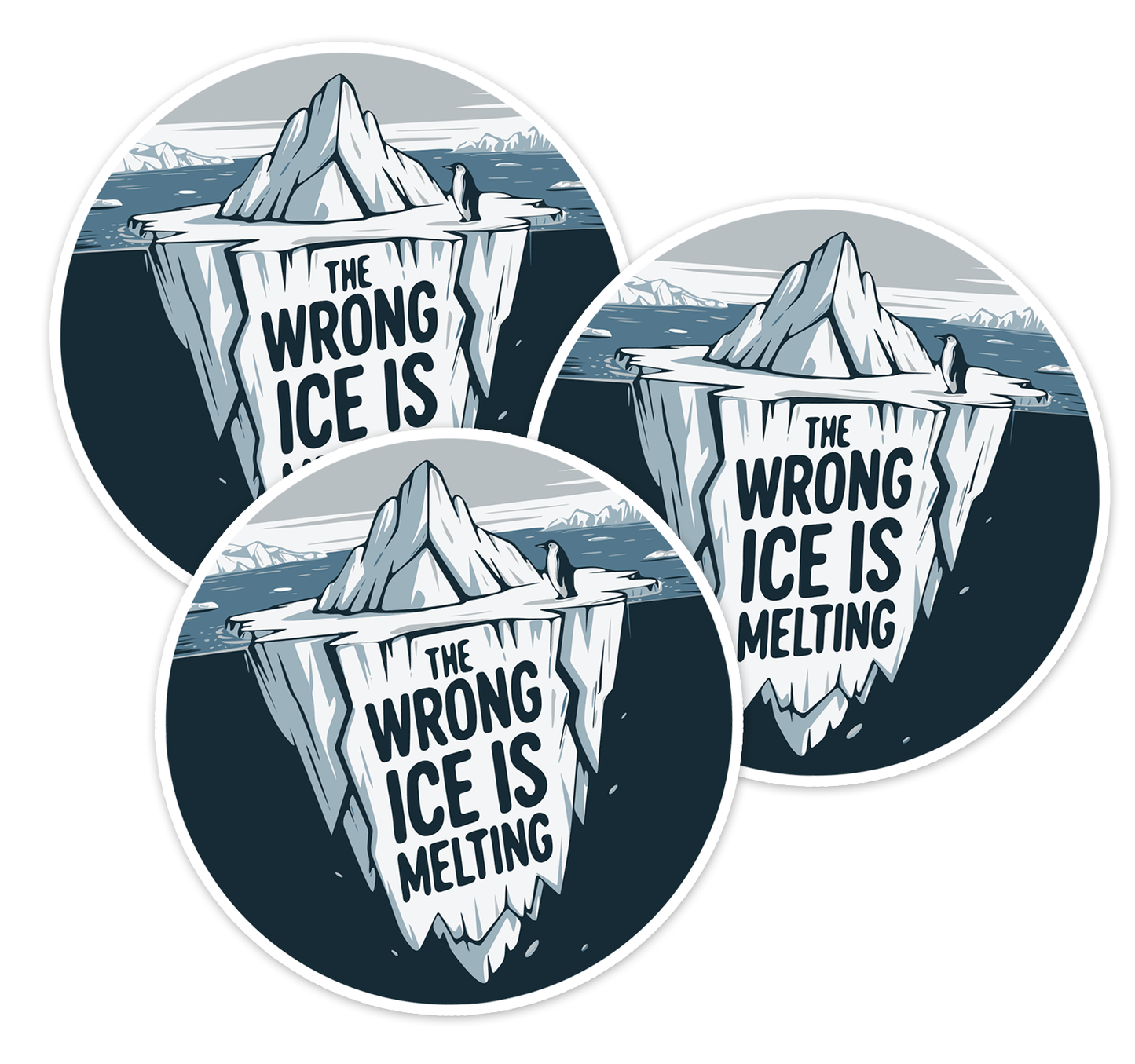 The Wrong ICE Is Melting Sticker - 3.5" Iceberg Penguin Vinyl Decal Stickers Waterproof Outdoor Car, Leftist Political Abolish ICE, Protest