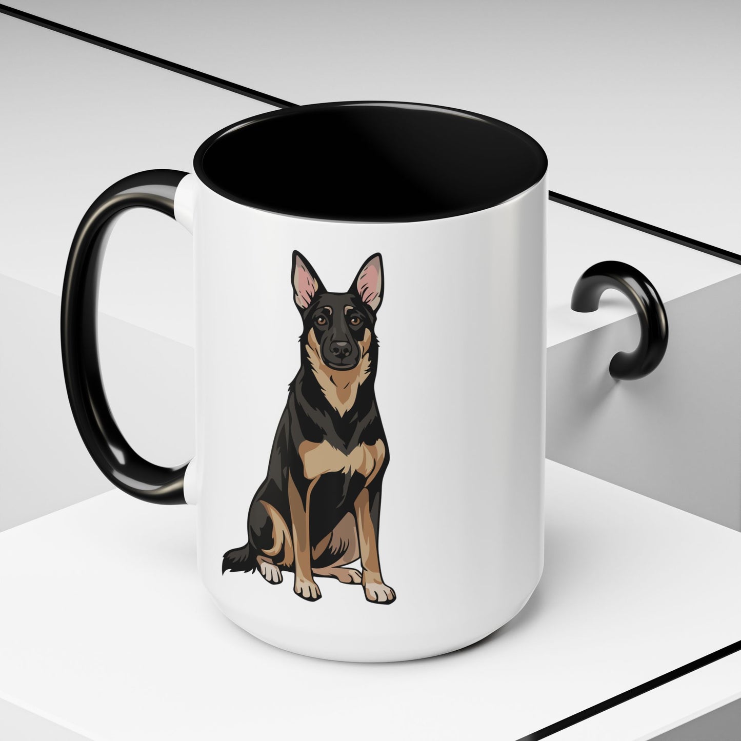 Buddy German Shepherd Dog Accent Coffee Mug, Puppy Dogs Ceramic Mugs 11oz or 15oz, Pet Lover Gift, Dog Breed Tea Cups