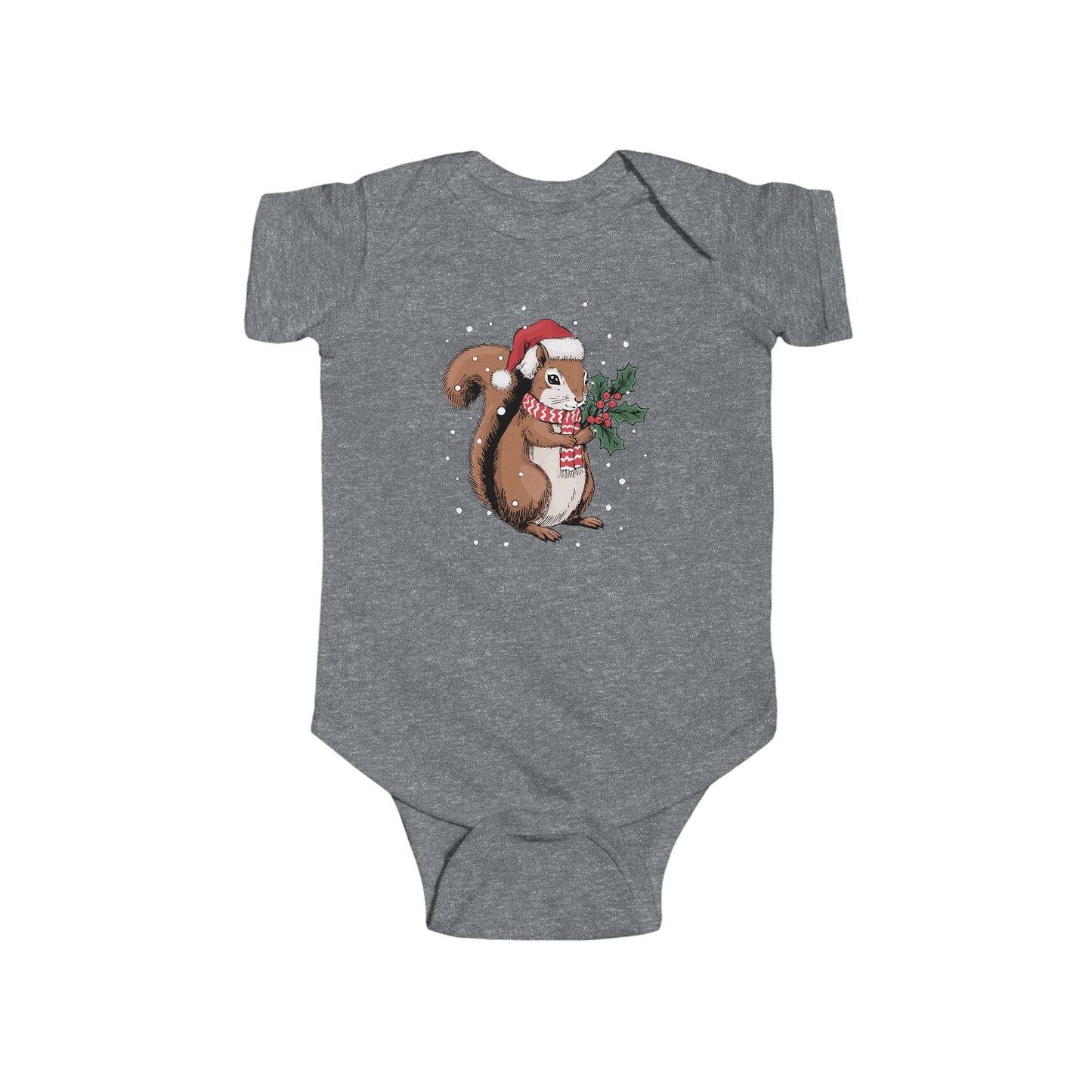 Christmas Squirrel Baby One Piece, Festive Holiday Xmas Santa Squirrels Infant Bodysuit, Cute Snowy Winter Animal Clothes For Babies