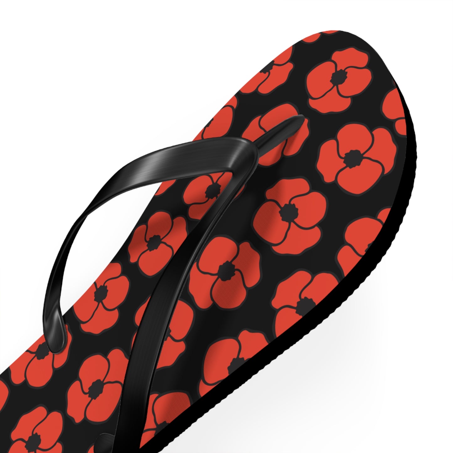 Floral Poppies Flip Flops - Poppy Flowers Spring Summer Sandals, Beach Footwear, Vacation Essentials, Outdoor Relaxation, Gift for Her