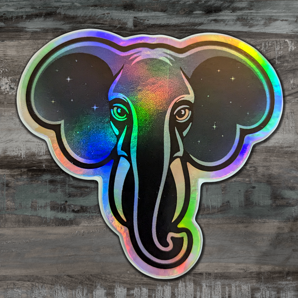 3" Holographic Celestial Elephant Stickers, Galactic Elephants Vinyl Decal Sticker Waterproof