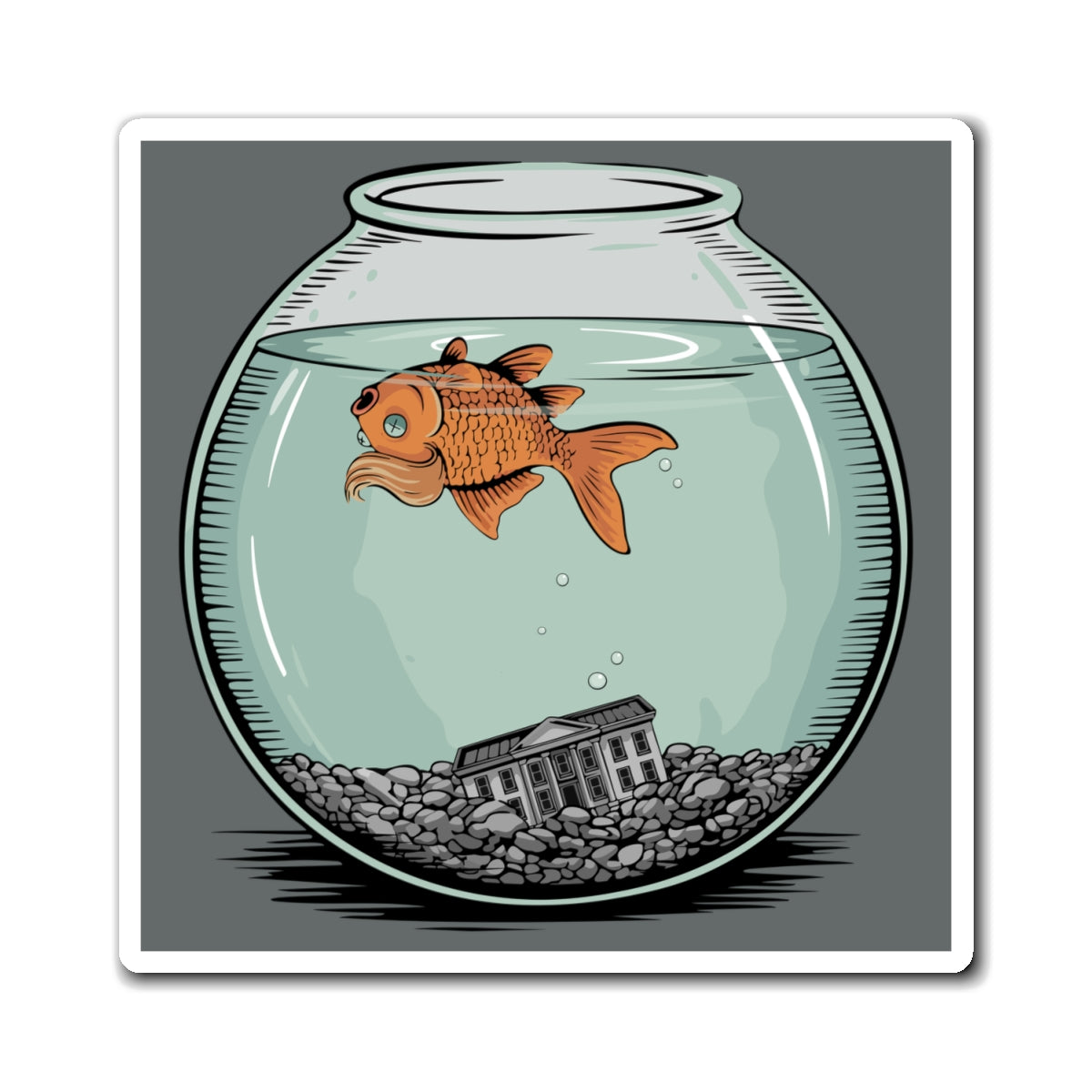 Dead Goldfish In A Fishbowl Magnet, Funny Political Magnets, Leftist Liberal Humor, Fish Floating in Bowl Car or Fridge Decor Gifts
