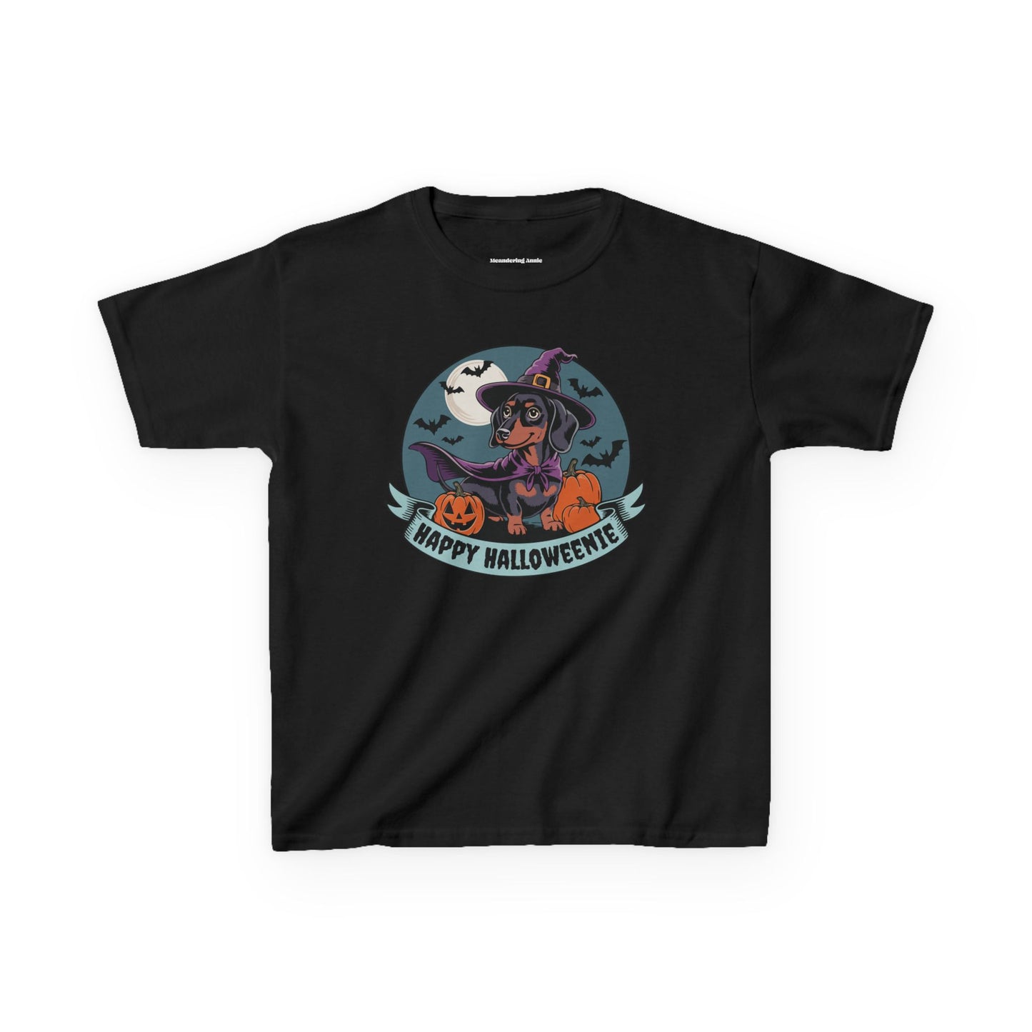 Halloweenie Kids Tee, Spooky Dachshund Shirt, Happy Halloween T-shirt, Kids Witch Cotton Shirts, Fun Fall Holiday Outfits Boys Girls Unisex