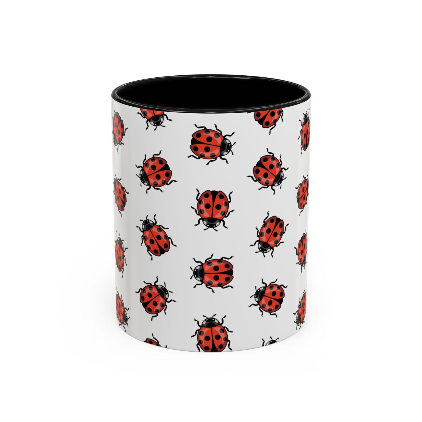 Ladybug Pattern Coffee Mug | Red Lady Bug Ceramic Accent Coffee Mugs Insect Pattern Print