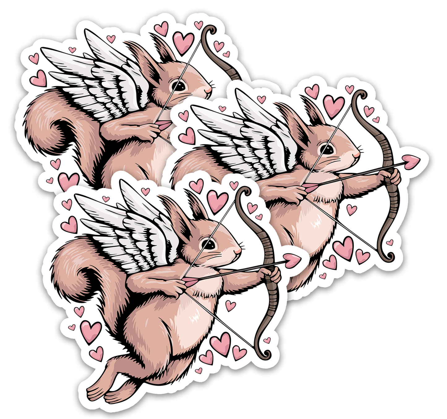 3" Cupid Squirrel Sticker - Waterproof, Fade-Resistant Decal Stickers Valentine's Day Love Hearts