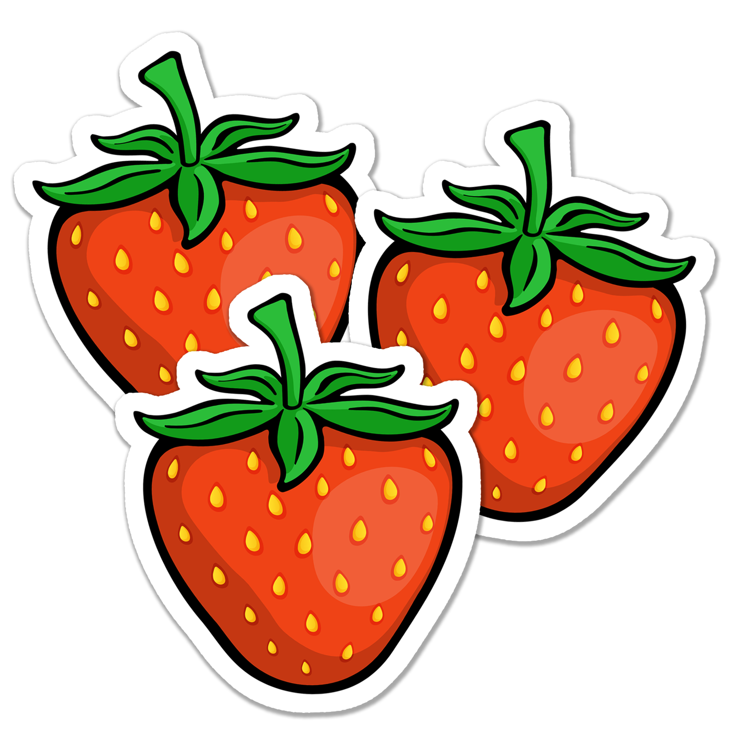 3" Juicy Strawberry Fruit Sticker - Red Strawberries Vinyl Decal Stickers, Berry Waterproof Outdoor Decals, Laptop, Car