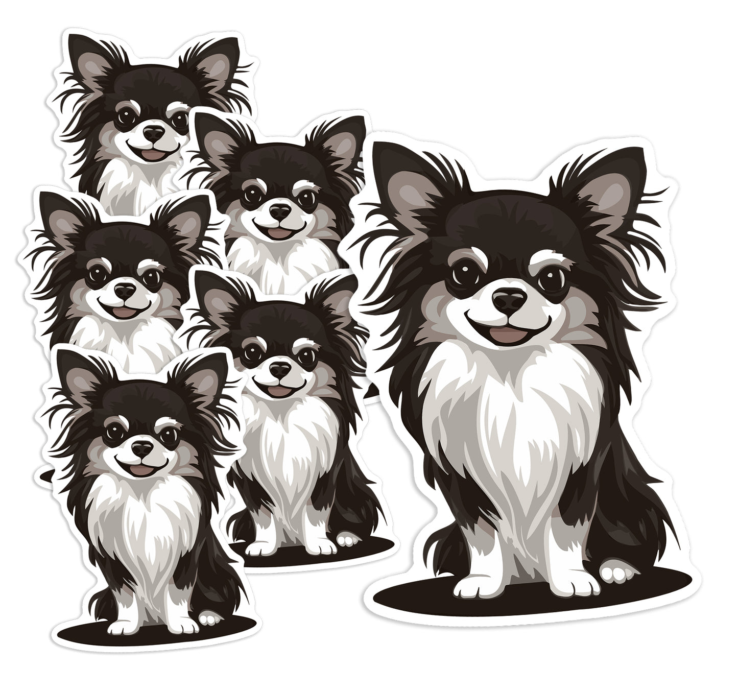 3.5" Black Long Haired Chihuahua Puppy Dog Sticker - Waterproof, Fade-Resistant Vinyl Decal Stickers