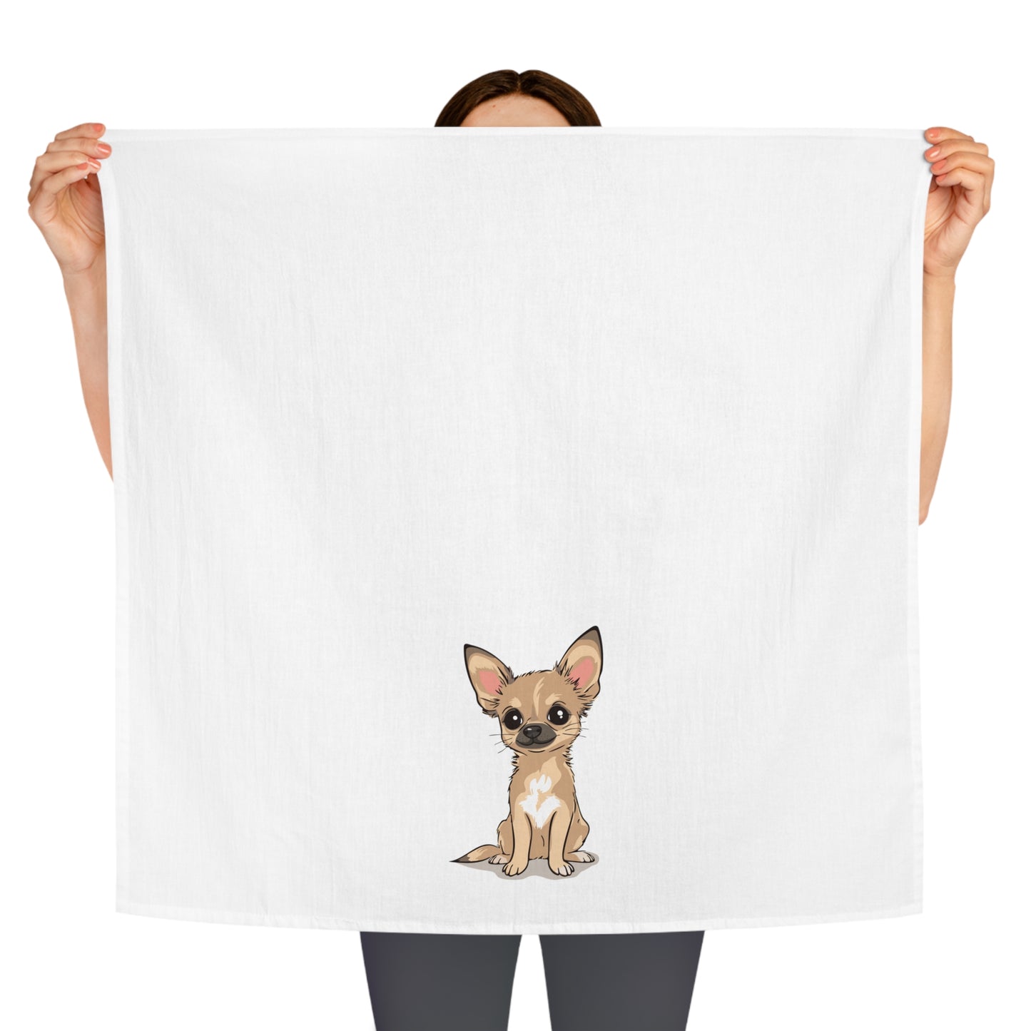 Tan Chihuahua Puppy Dog Kitchen Tea Towel, Chihuahuas Pet Owners Gift, Hand Dish Towels Home Decor