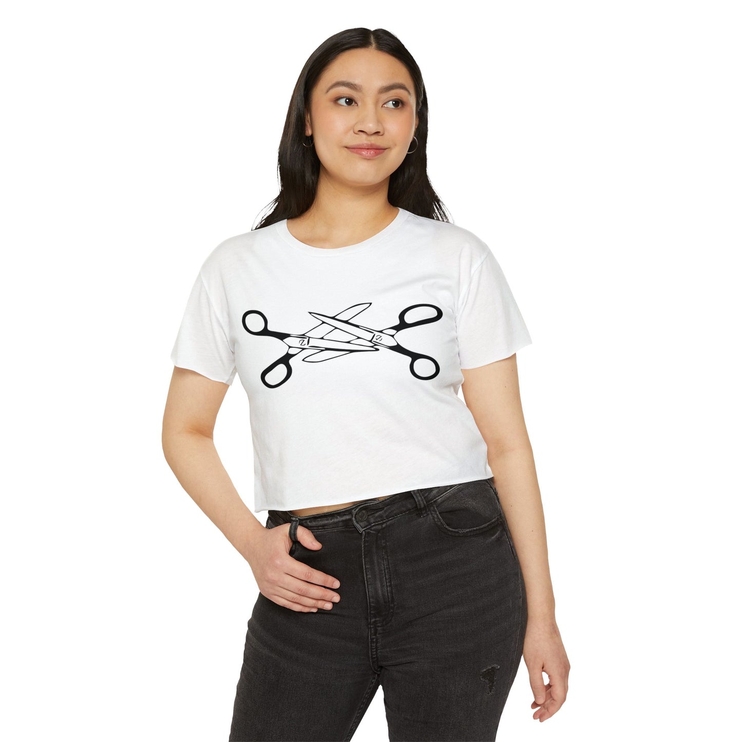 Scissors Crop Top, Womens LGBTQIA Summer Pride Festival Cropped Tee, Funny Lesbian Gay Queer Apparel Scissors