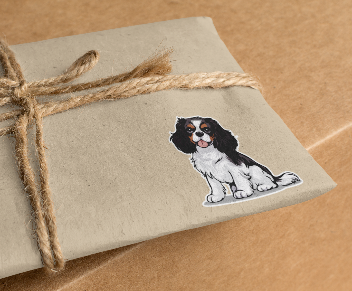 3.5" Tricolor Cavalier King Charles Spaniel Dog Sticker - Black, Brown, & White Cavaliers Puppy Dogs Vinyl Decal Stickers Waterproof Decals