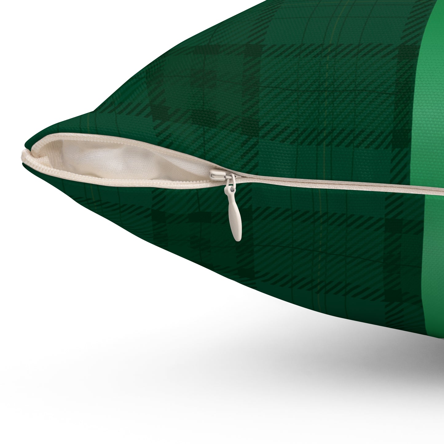 Holiday Gift Throw Pillow, Green Bow on Green Plaid Wrapped Present Pillows, Christmas Home Decor Xmas Decorations, Square Cushion and Cover