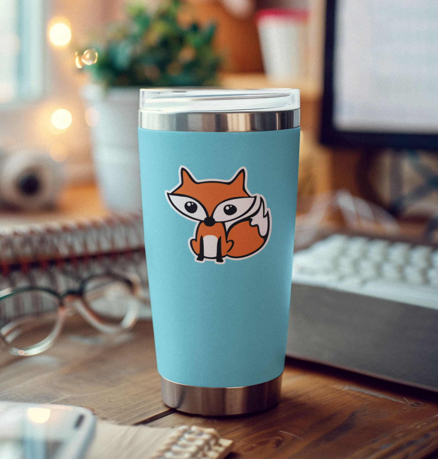 Little Fox Sticker - 3.5" Cute Foxes Vinyl Waterproof Foxes Decal Stickers Nature Animals Laptop, Water Bottle, Car Stickers 1, 3 & 5 Pack