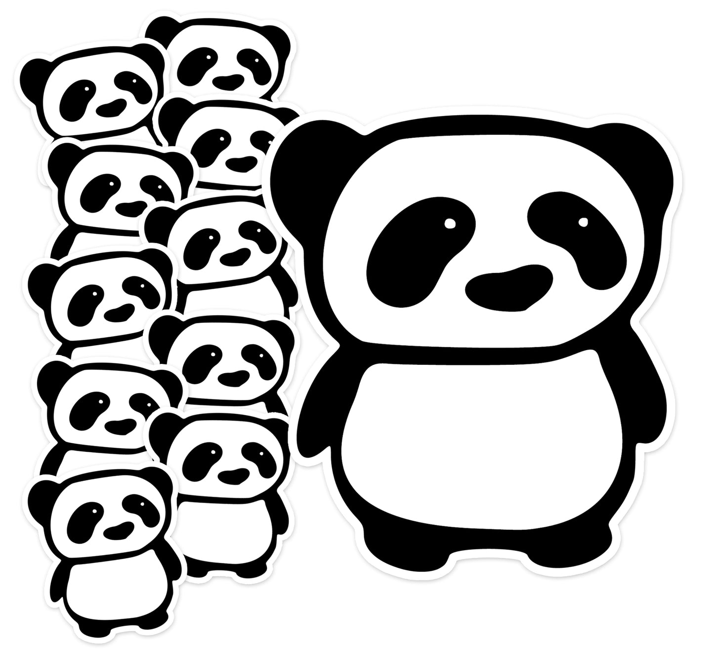 Panda Stickers - Waterproof, Fade-Resistant Decal Sticker Pack Black & White Pandas Animal Design