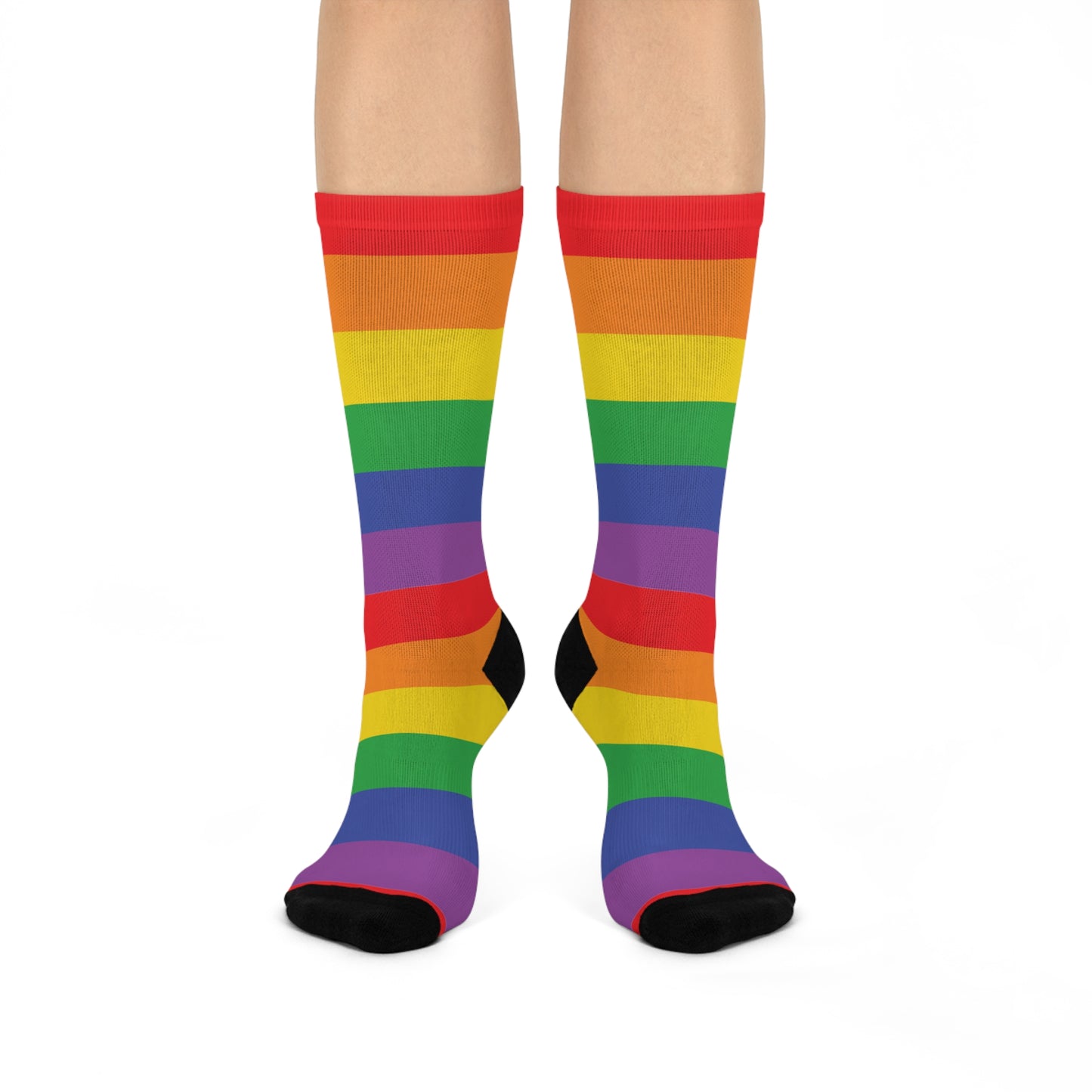 Vibrant Rainbow Striped Cushioned Crew Socks | Colorful Socks Pride Festival, Gay Lesbian, Queer, Allies, LGBTQIA Gifts