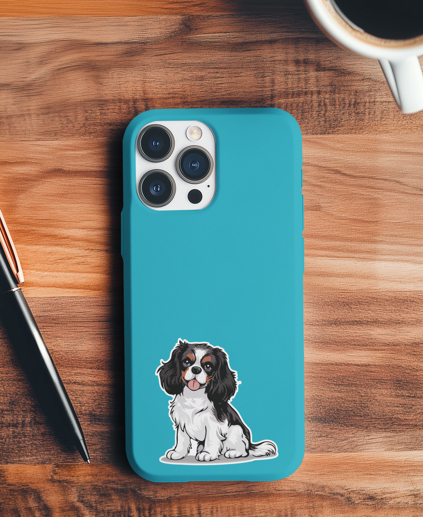 2" Tricolor Cavalier King Charles Spaniel Dog Stickers 5 and 10 Pack - Black, Brown, & White Cavaliers Dogs Vinyl Sticker Waterproof Decal