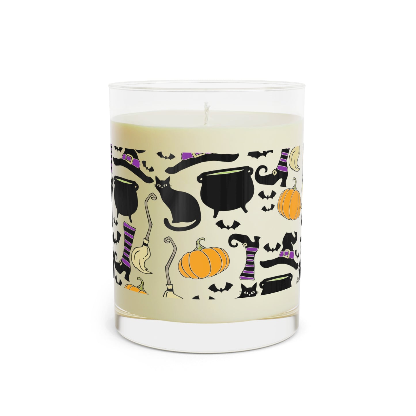 Witchy Things Halloween Scented Candle 11oz with Witch Hats, Brooms, Black Cats, Pumpkins, Bats, Cauldrons