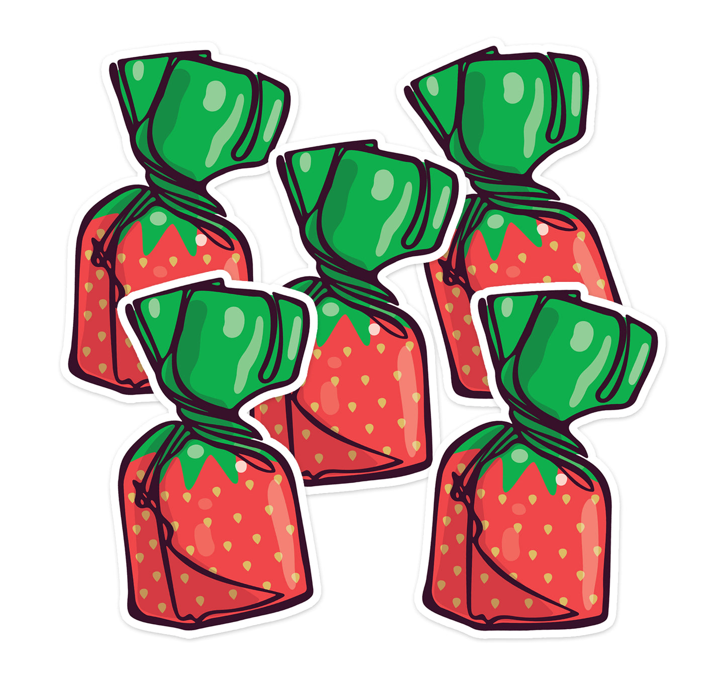 Strawberry Hard Candy Sticker, 3" Retro Candy Strawberries Vinyl Decal Stickers, Nostalgic Candies Waterproof Outdoor Decals, Laptop, Car