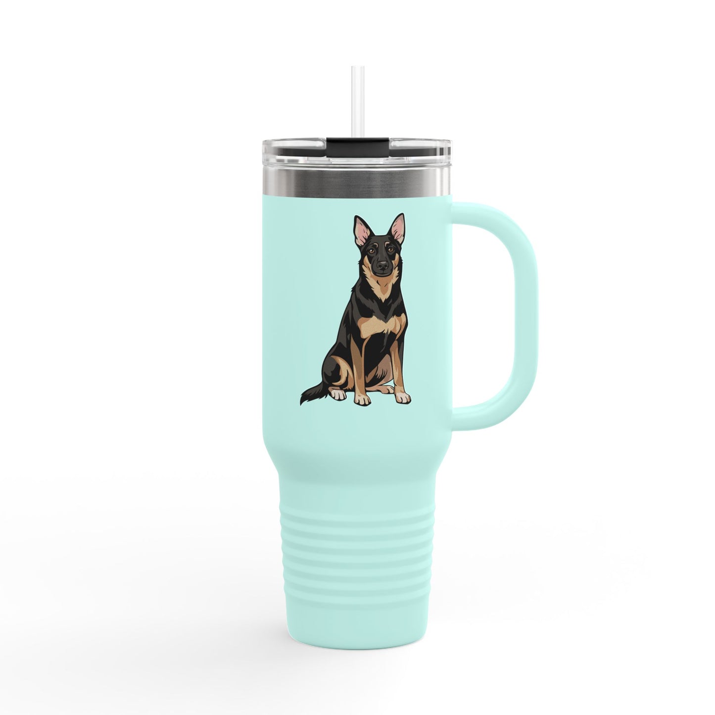 Buddy German Shepherd Dog Insulated Travel Mug, Dog Lover Gift, Pet Owner Present, Puppy Dogs Drinkware Coffee Mugs, Water Bottle