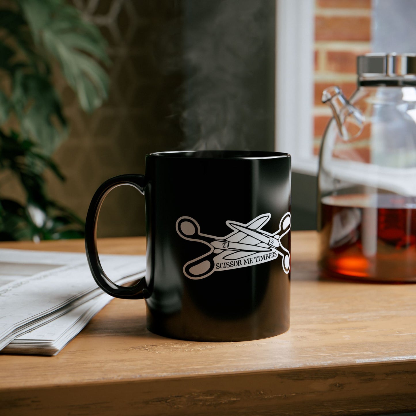 Scissor Me Timbers Coffee Mug 11oz - LGBTQIA+ Lesbian Pride Month Scissors Black Ceramic Mugs, Funny Queer Gay Gifts