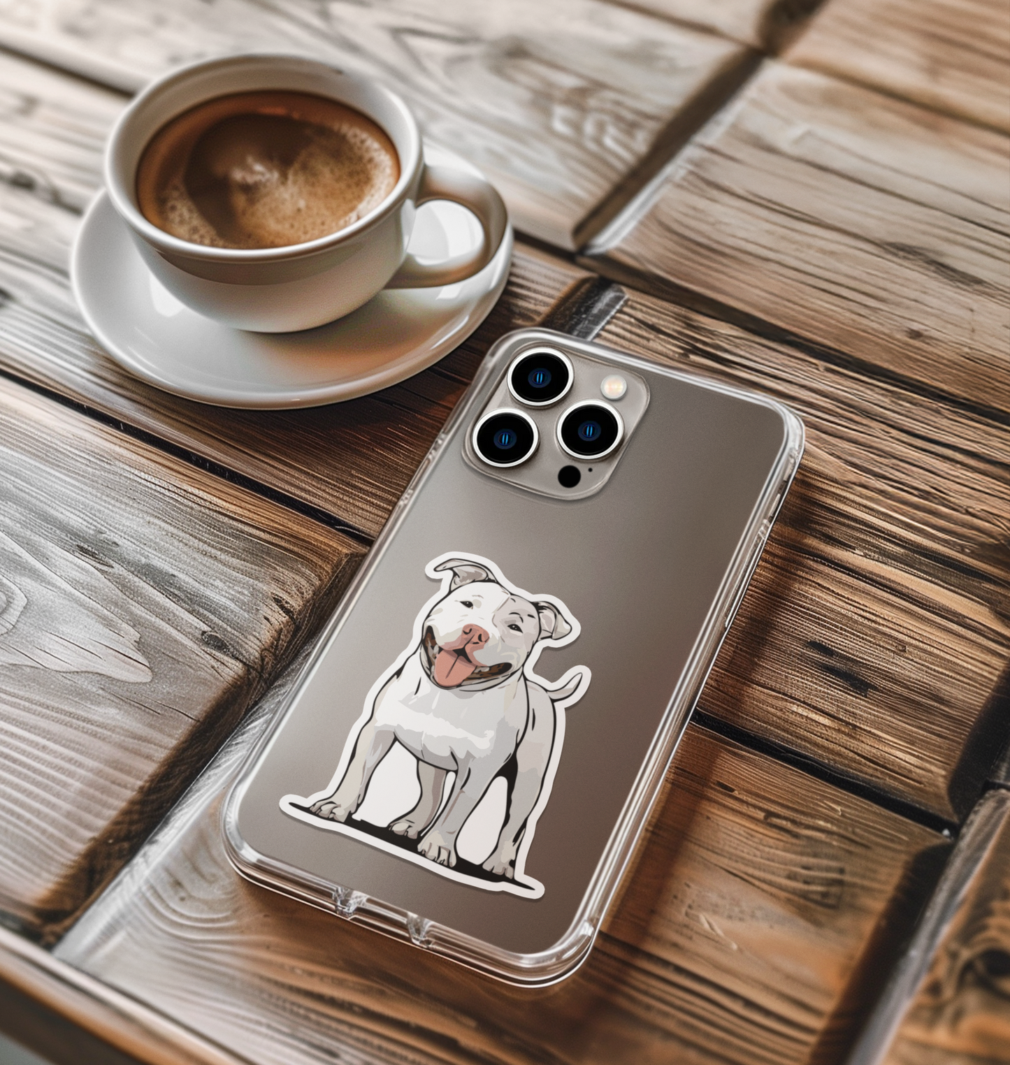 Pit Bull Terrier Dog Sticker - 3.5" White Pitbull Vinyl Decal Stickers Puppy Dogs Design Waterproof Cute Pittie Pup Pet Decals