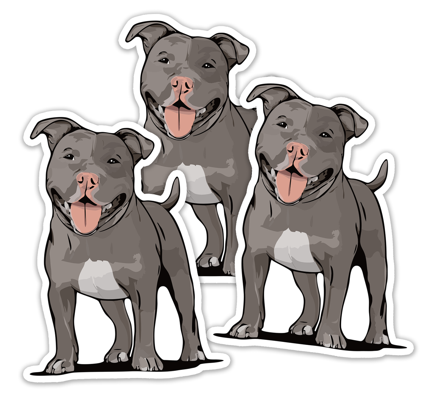 Pit Bull Terrier Dog Sticker - 3" Gray Pitbull Vinyl Decal Stickers Puppy Dogs Design Waterproof Cute Pittie Pup Pet Decals