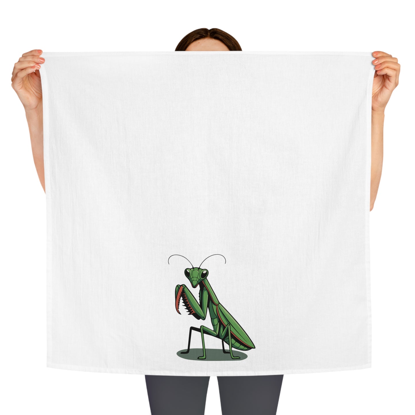 Praying Mantis Tea Towel | Cute Insect Kitchen Linen Hand Towels, Nature Bug Home Decor 100% Cotton
