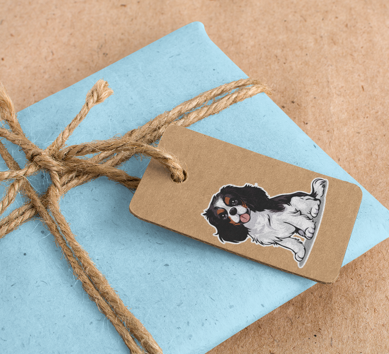 3.5" Tricolor Cavalier King Charles Spaniel Dog Sticker - Black, Brown, & White Cavaliers Puppy Dogs Vinyl Decal Stickers Waterproof Decals
