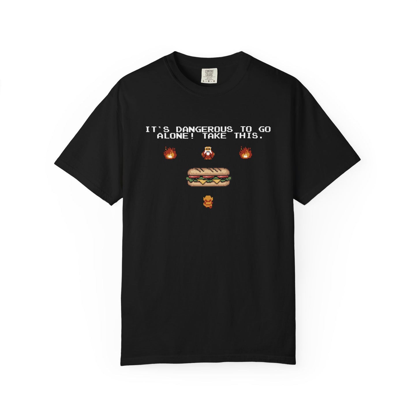 It's Dangerous To Go Alone, Take This! Funny Sub Sandwich Gamer T-Shirt, Retro Political Humor Anti-Fascists Leftist Video Game Shirts