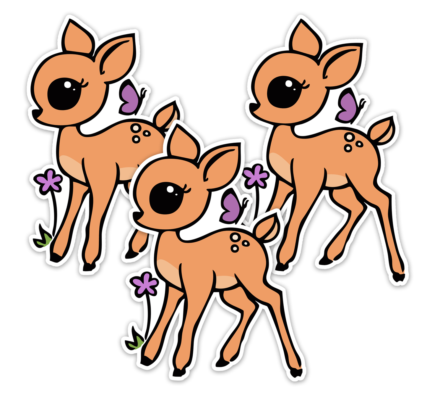 Little Fawn Forest Animal Sticker - 3" Baby Deer Woodland Animals Vinyl Stickers Waterproof Cute Foxes Decal Stickers, Nature Lover Gifts