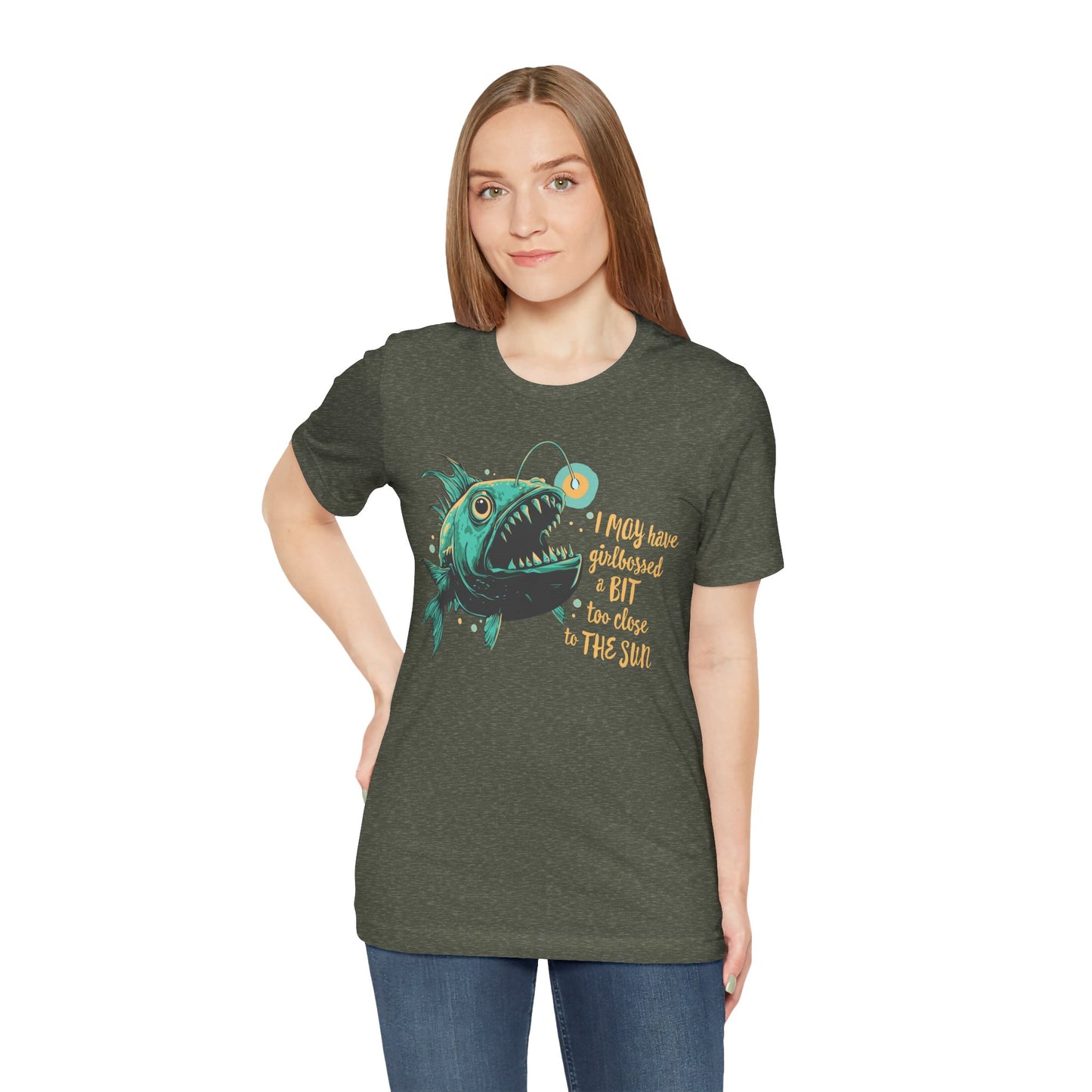 Deep Sea Anglerfish Girlbossed Too Close To The Sun T-shirt, Angler Fish Lure Glow Graphic Tee Ocean Aquatic Creatures