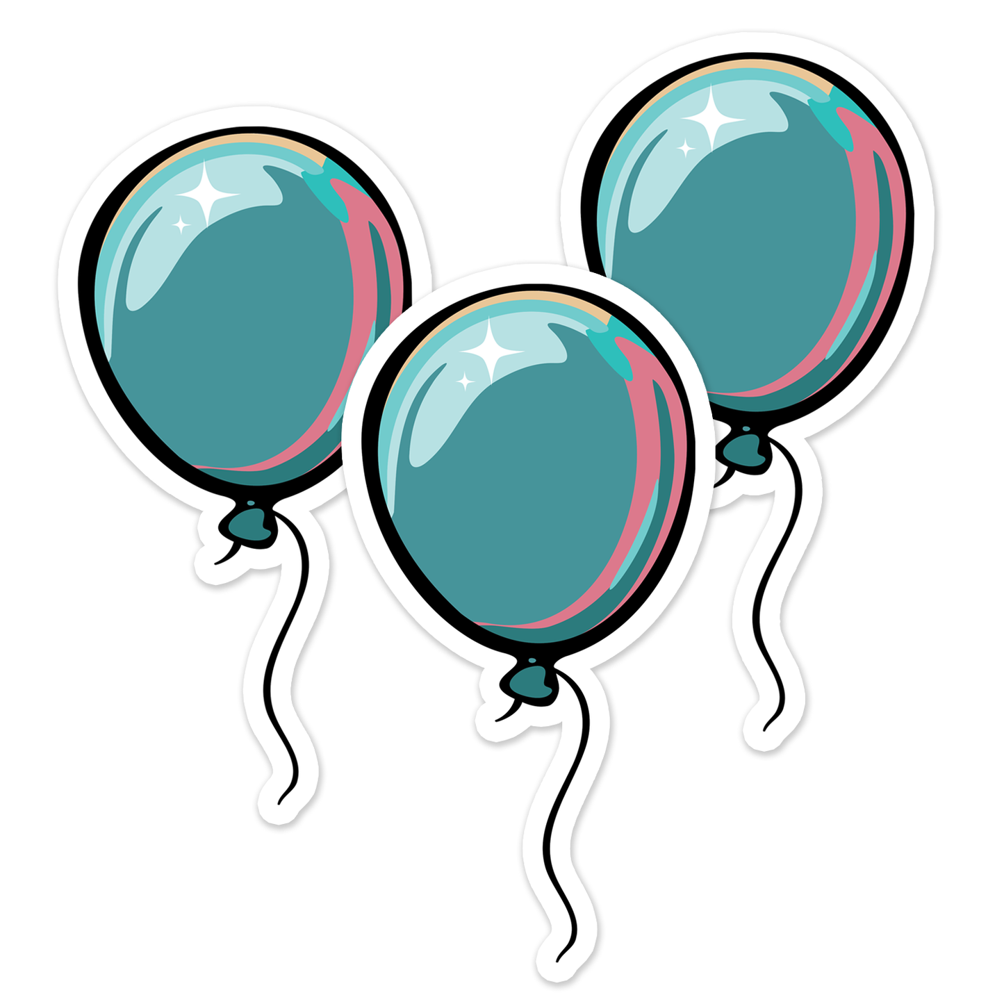 2" Birthday Balloon Sticker 5, 10, 20 Pack - Balloons Vinyl Decal Stickers B-day Celebration Party Favors Gifts Kids