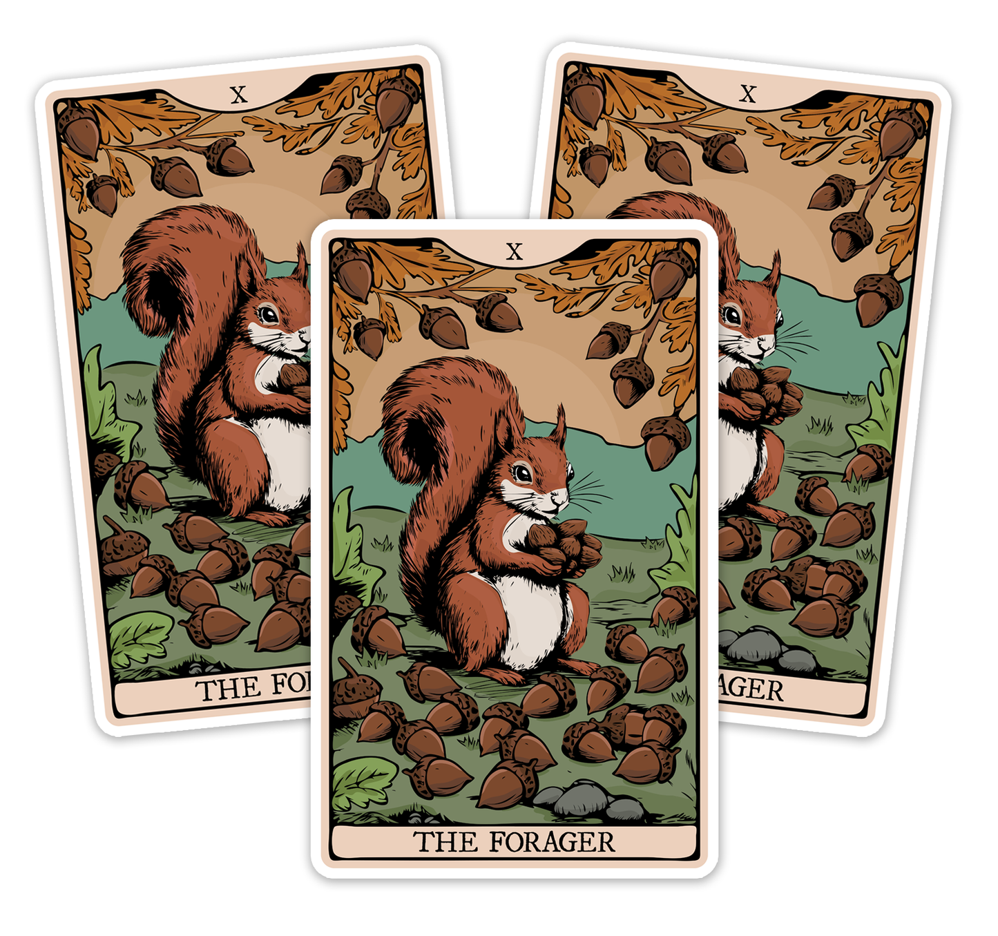 3.5" Forager Squirrel Tarot Card Sticker - Waterproof, Fade-Resistant Decal Stickers Squirrels Nature