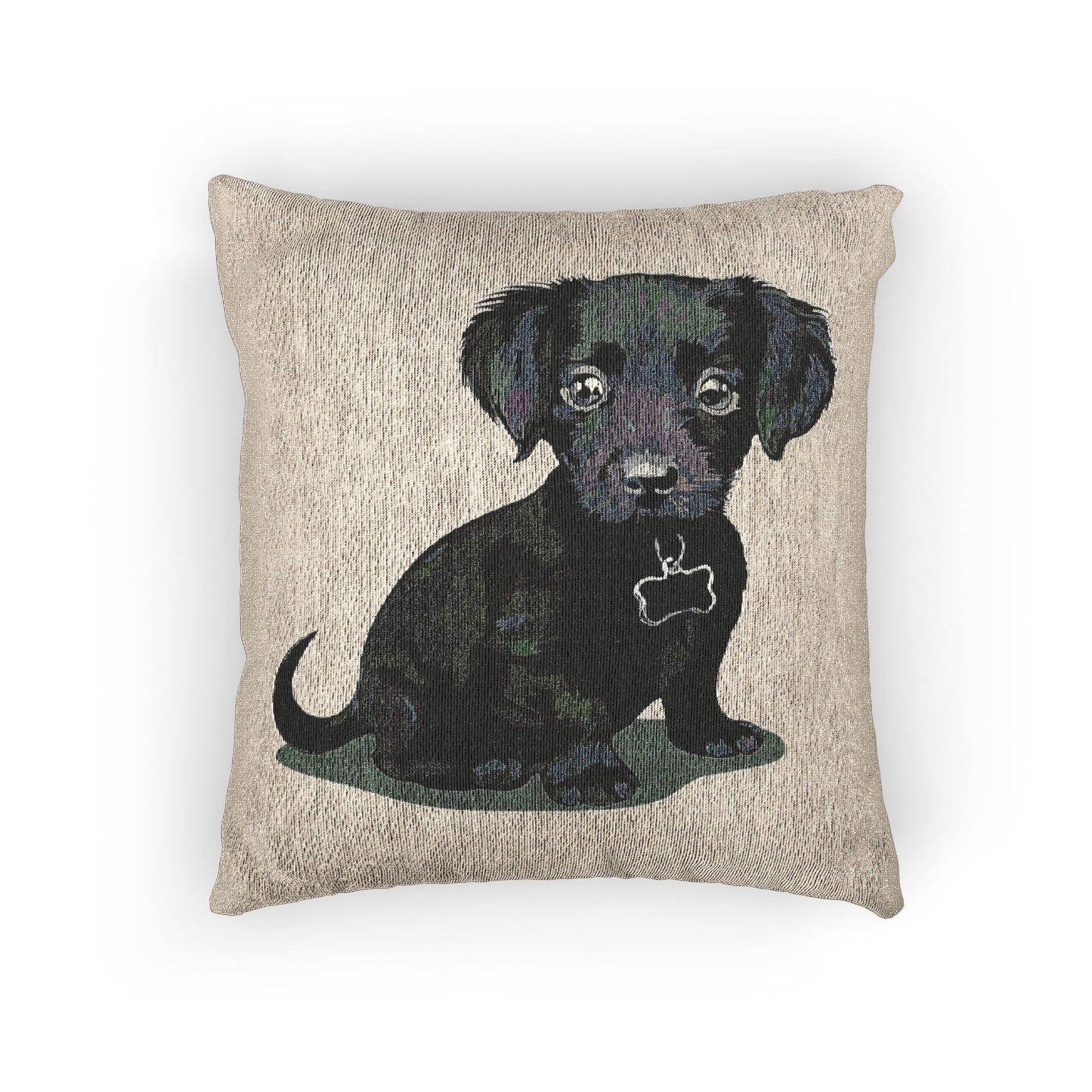 Chiweenie Puppy Dog Woven Throw Pillow, 17"x18" Square Chihuahua Dachshund Mix Dogs Pillows, Pet Lover Gift