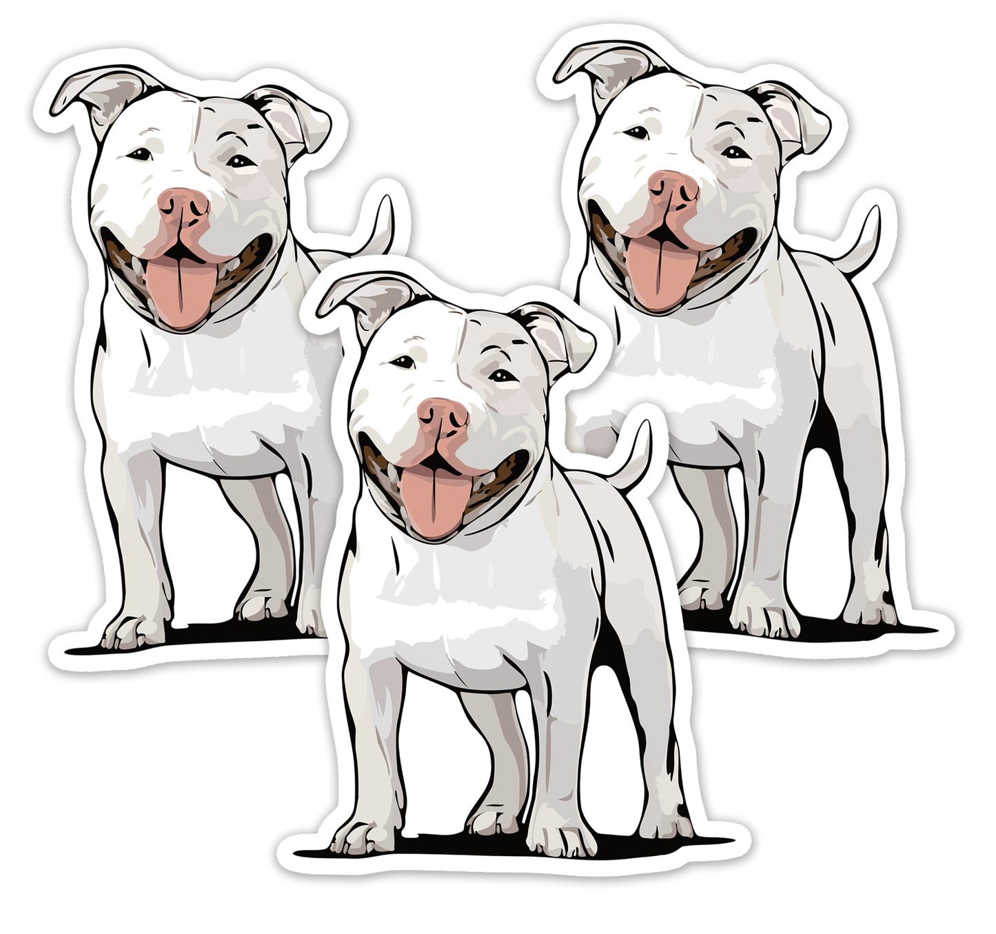 Pit Bull Terrier Dog Sticker - 3" White Pitbull Vinyl Decal Stickers Puppy Dogs Design Waterproof Cute Pittie Pup Pet Decals