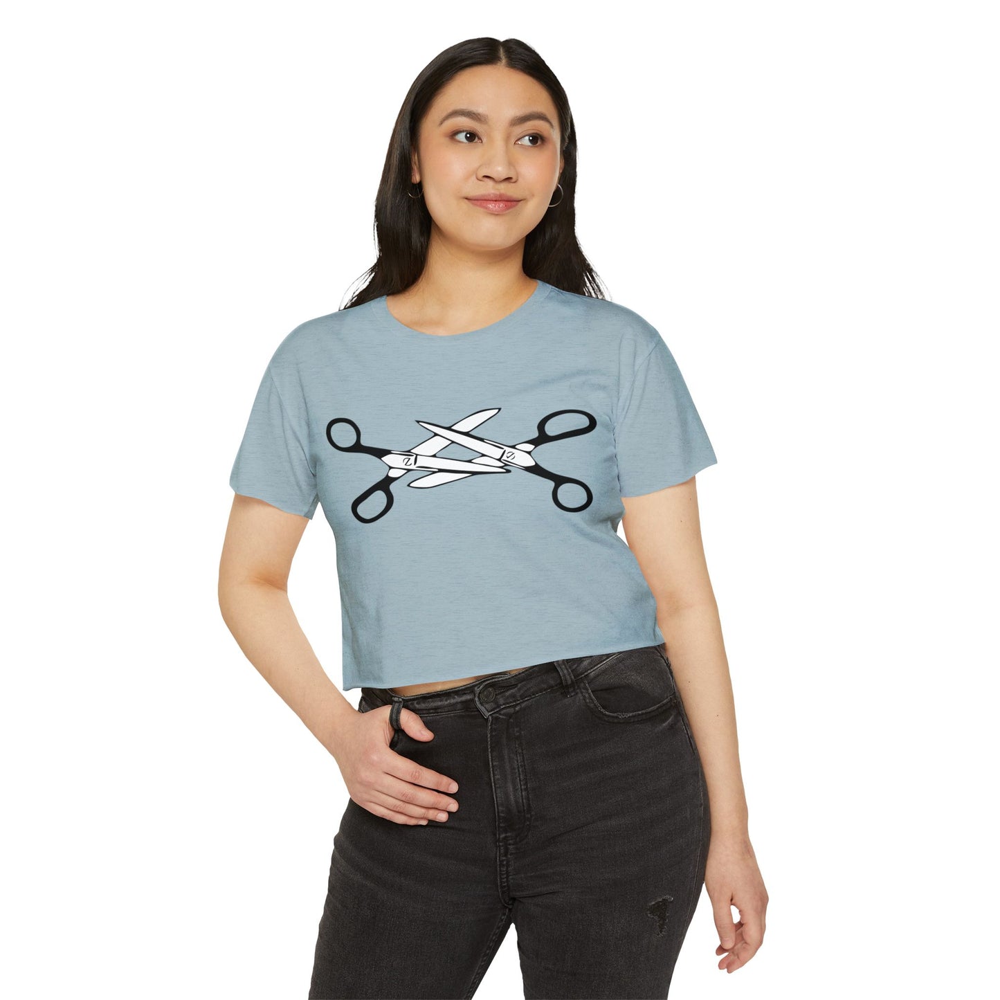 Scissors Crop Top, Womens LGBTQIA Summer Pride Festival Cropped Tee, Funny Lesbian Gay Queer Apparel Scissors