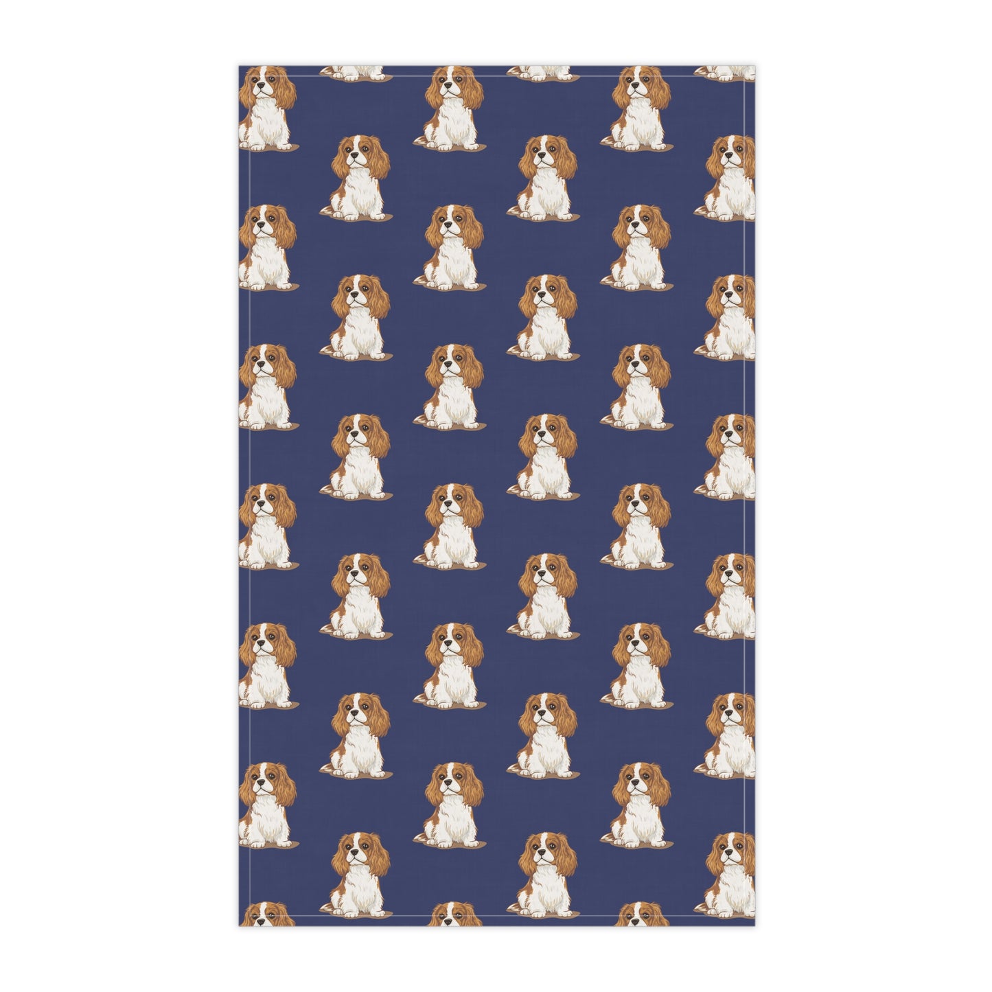 Navy Cavalier King Charles Puppy Dog Tea Towel, Kitchen Hand Towels Decor Gifts, Home Accessories Dogs Owners Gift Ideas