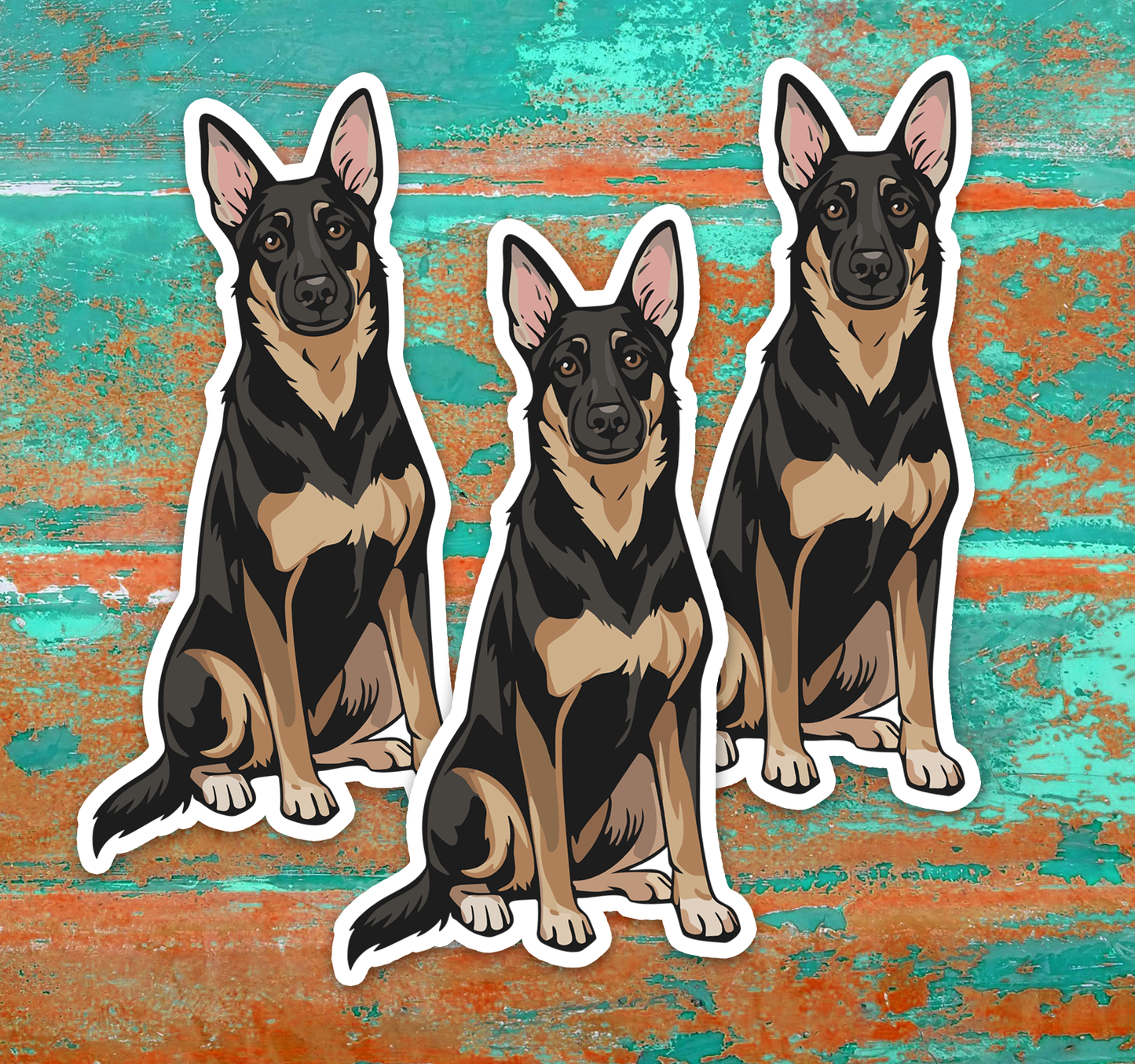 4" German Shepherd Dog Sticker - Vinyl Decal Stickers Black Brown Puppy Dogs Design Waterproof Cute Pup Pet Decals