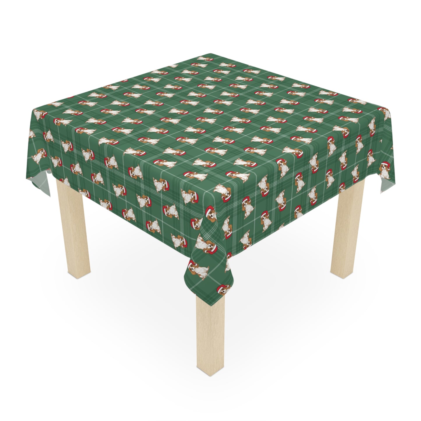 Christmas Blenheim Cavalier King Charles Spaniel Dog Tablecloth, Holiday Santa Dog Table Cloth, Festive Home Decor, Winter Party Dining