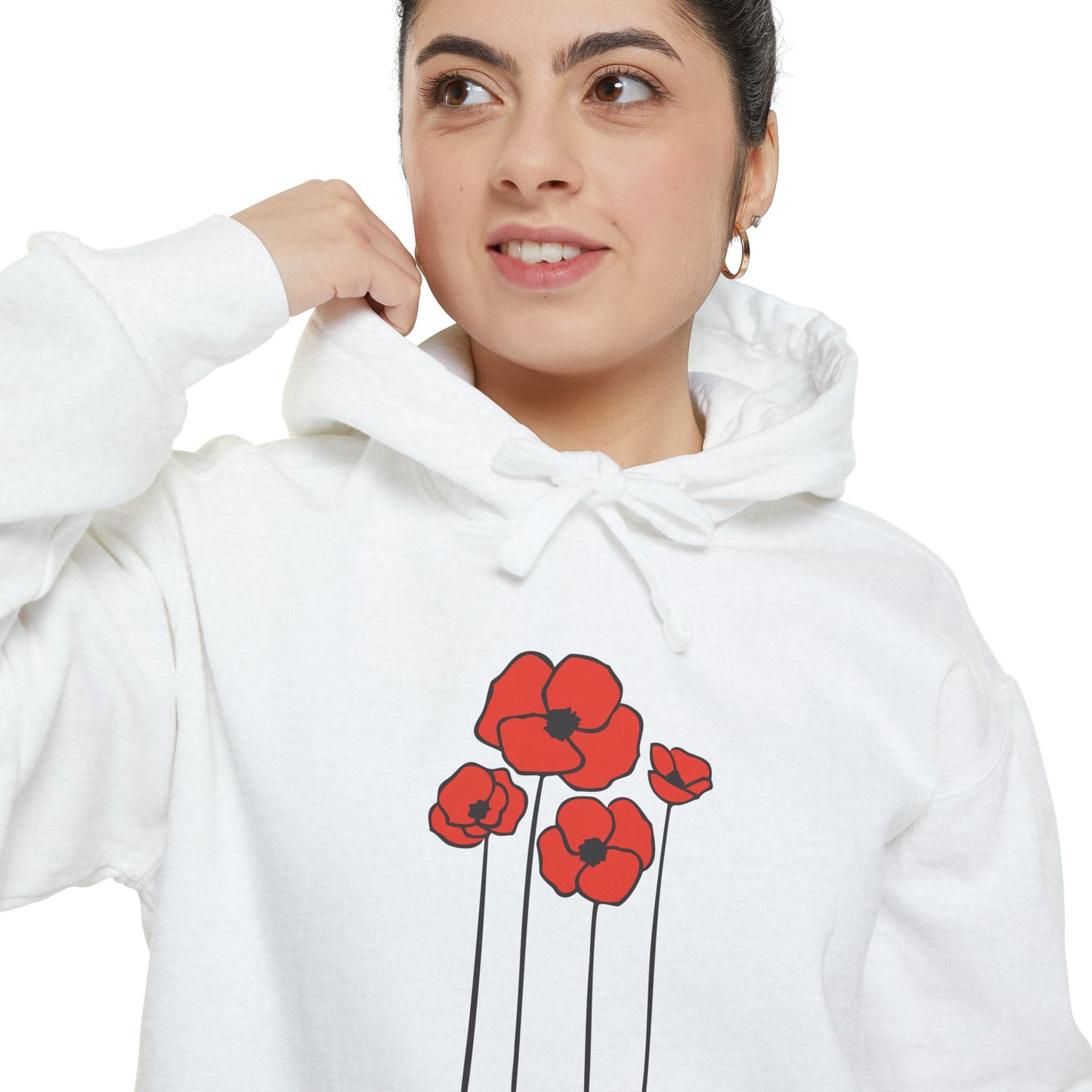 Red Poppy Flowers Hoodie, Floral Poppies Pullover Hooded Sweatshirt, Gift for Nature Lovers, Perfect Hoodies for Fall and Spring