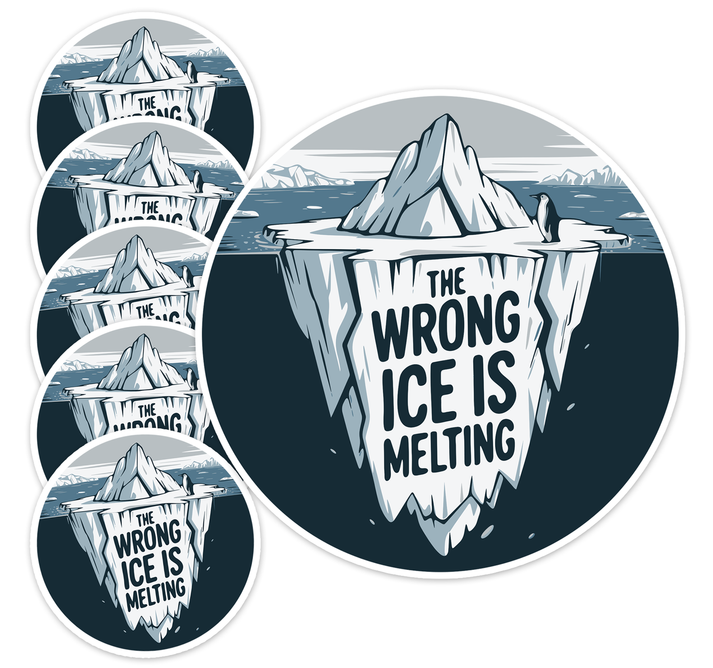 The Wrong ICE Is Melting Sticker - 3.5" Iceberg Penguin Vinyl Decal Stickers Waterproof Outdoor Car, Leftist Political Abolish ICE, Protest