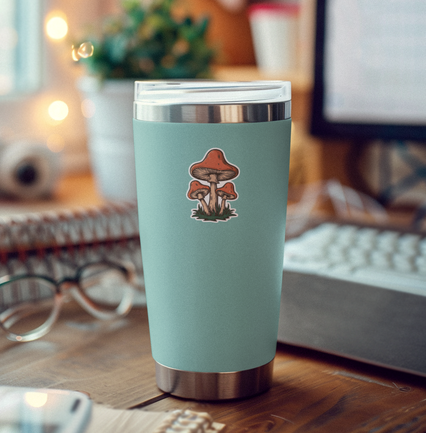 2" Retro Mushroom Stickers 5 & 10 Pack, Small Orange Mushrooms Vinyl Decal Sticker 70s Shrooms Waterproof Decals Car, Water Bottle, Laptop