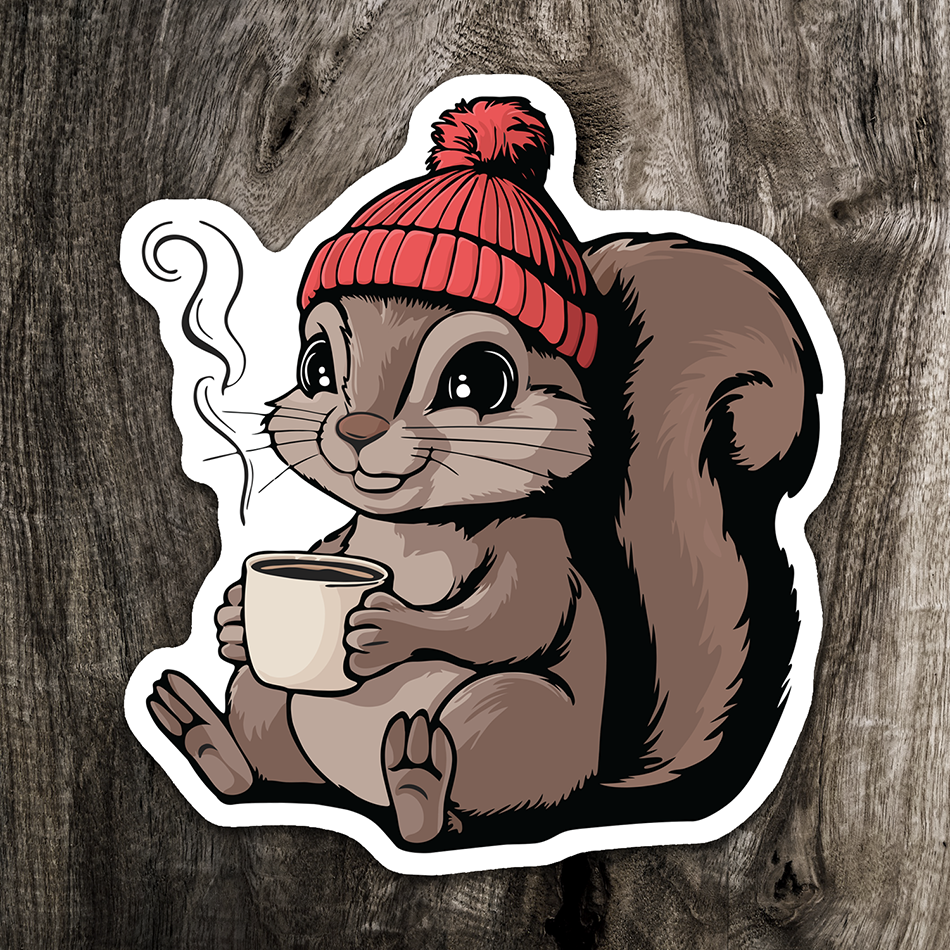 Small 2" Cozy Squirrel Sticker Bundle - Waterproof Decal Stickers Autumn Fall Squirrels
