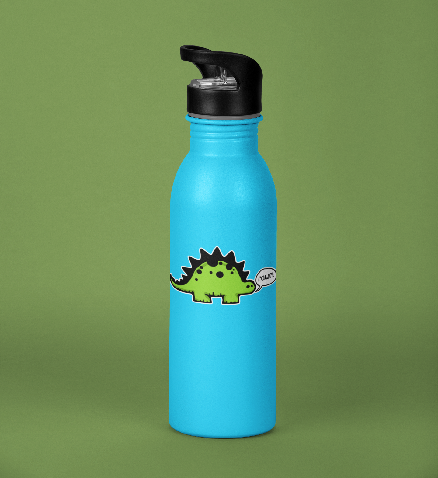 Rawr! Dino Dinosaur Sticker - Waterproof, Fade-Resistant Stegosaurus Green Dinosaurs Decal Stickers