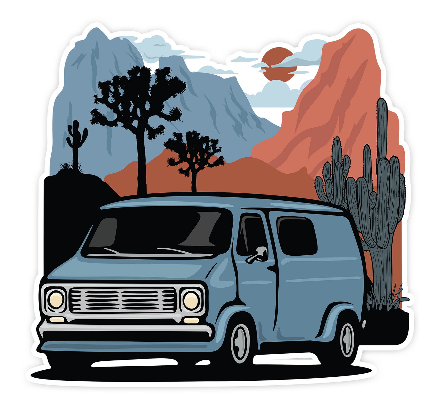 Vanlife Nomad Sticker 4 Pack - 3.5" Camper Van Vinyl Decal Stickers Retro RV Caravan Camping Roadtrip Travel Waterproof Decals Bundle