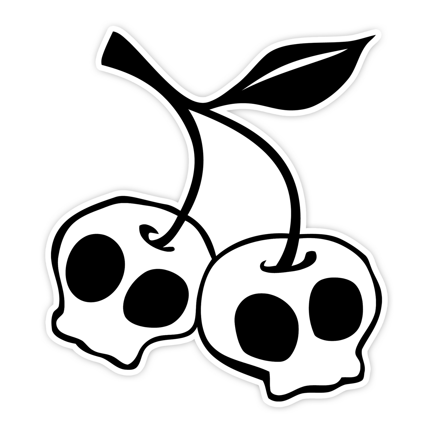 White Cherry Skulls Sticker - Waterproof, Fade-Resistant Decal Stickers Skull Cherries